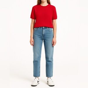 VINTAGE ALFRED DUNNER Short Sleeve Textured Knit Sweater | M | Red | Retro 80s